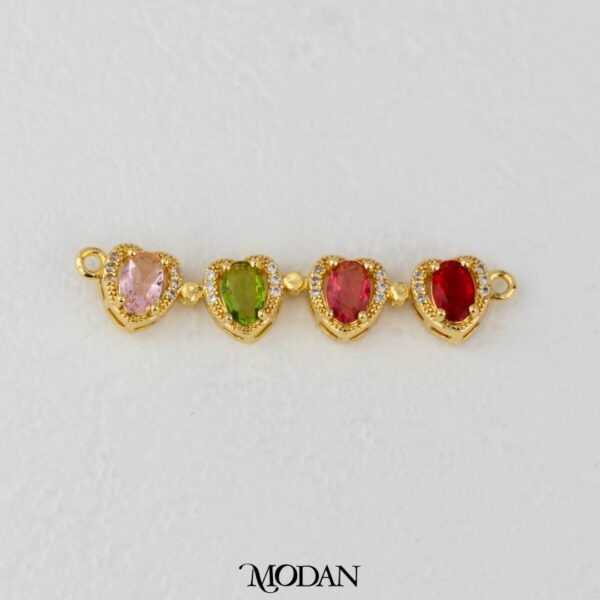 Colorful Heart Love Connector - Liontin Sambung/Konektor Panjang Bentuk Hati Kristal Bening dan Warna-Warni