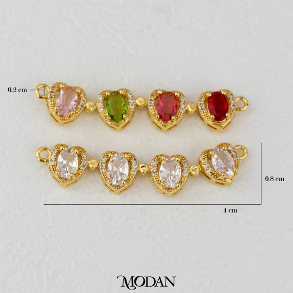 Colorful Heart Love Connector - Liontin Sambung/Konektor Panjang Bentuk Hati Kristal Bening dan Warna-Warni