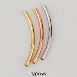 Long Curved Tube Spacer Beads - Manik Pembatas Gelang/Kalung Bentuk Pipa Tabung Panjang For DIY Jewelry Accessories Making Gold Filled