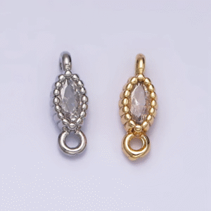 Connector Premium Gold Filled / White Gold Filled Tiny Beaded Marquise DIY Jewelry Making Supplies Konektor Lonjong