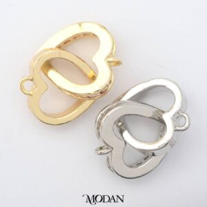 Interlocking Heart Connector Charm -Liontin Sambung/Konektor Bentuk Hati untuk Gelang/Kalung Couple