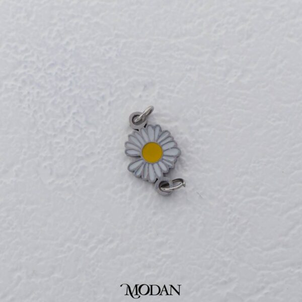 Titanium Mini Daisy Flower Enamel Connector -  Liontin Sambung/Konektor Bentuk Bunga untuk Gelang/Kalung Daily Wear Stainless Steel