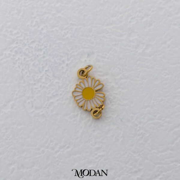 Titanium Mini Daisy Flower Enamel Connector -  Liontin Sambung/Konektor Bentuk Bunga untuk Gelang/Kalung Daily Wear Stainless Steel