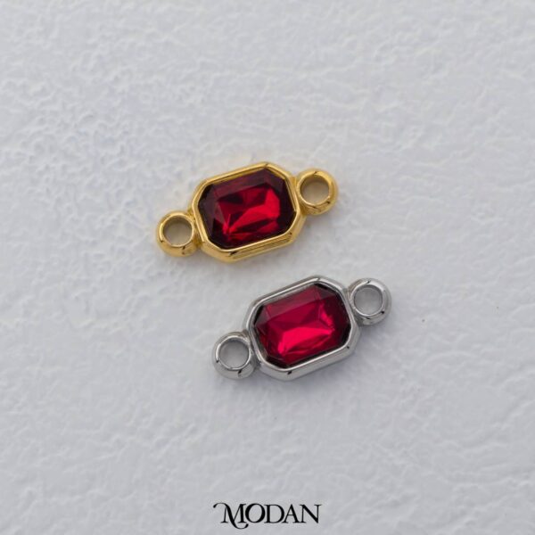 Titanium Colorful Radiant Cut Connector - Liontin Sambung/Konektor Bentuk Persegi Warna-Warni untuk Gelang/Kalung Stainless Steel 
