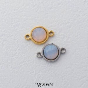Titanium Simple Round Aurora Connector - Liontin Sambung/Konektor Bentuk Bulat Bergradasi untuk DIY Gelang/Kalung Stainless Steel