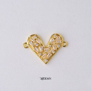 Love Sparkle Connector with Baguette Zirconia - Liontin Sambung/Konektor Bentuk Hati untuk Gelang/Kalung