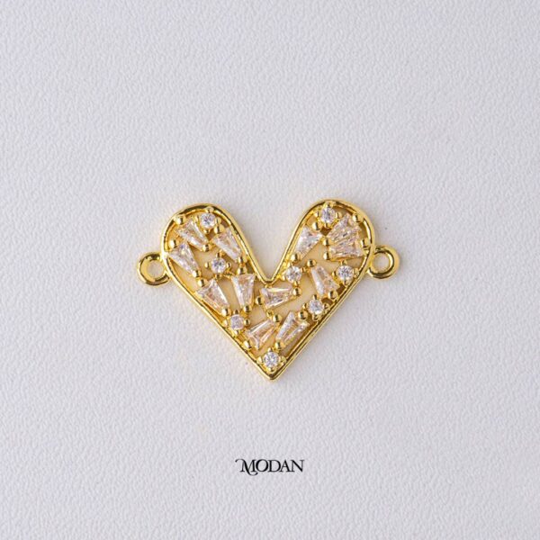 Love Sparkle Connector with Baguette Zirconia - Liontin Sambung/Konektor Bentuk Hati untuk Gelang/Kalung