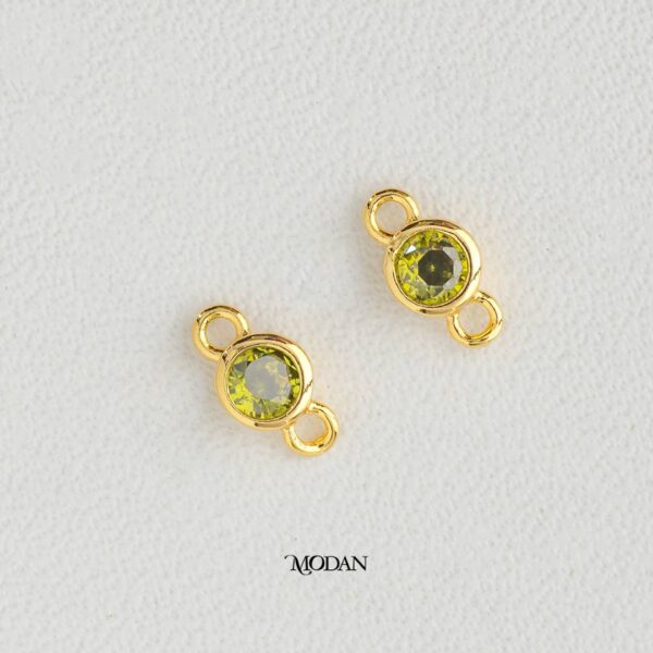Birthstone Charm Connector Tiny Colorful Round Circle Konektor Liontin Sambung Bulat Warna Warni Bulan Lahir