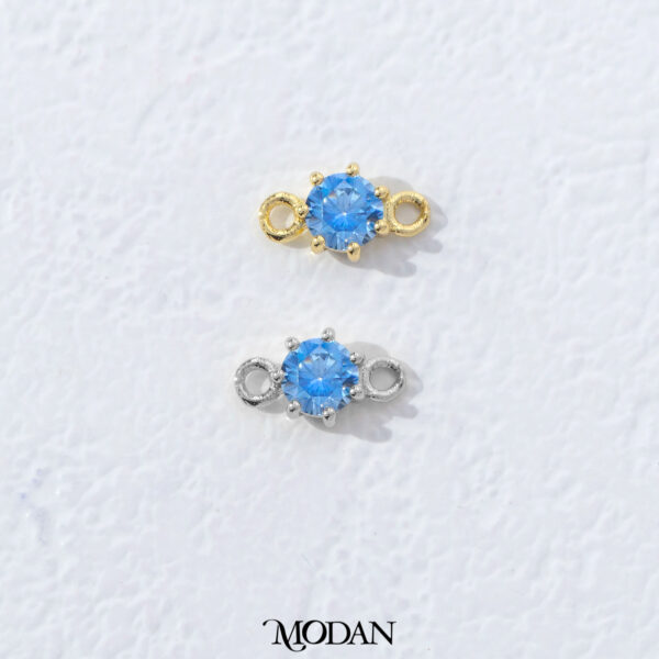 Classic Round Birthstone Connector - Gambar 7