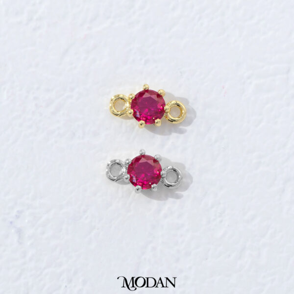 Classic Round Birthstone Connector - Gambar 4