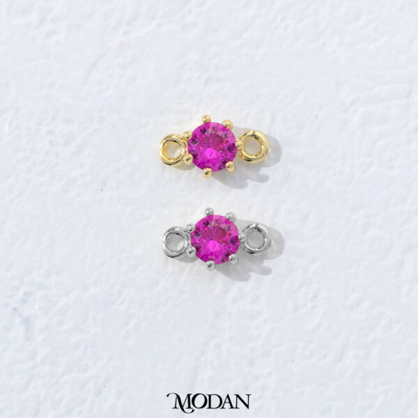 Classic Round Birthstone Connector - Gambar 9