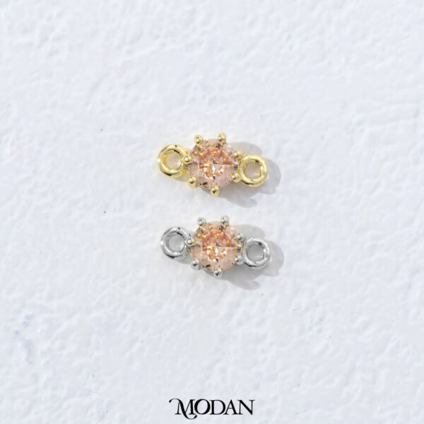 Classic Round Birthstone Connector - Gambar 3