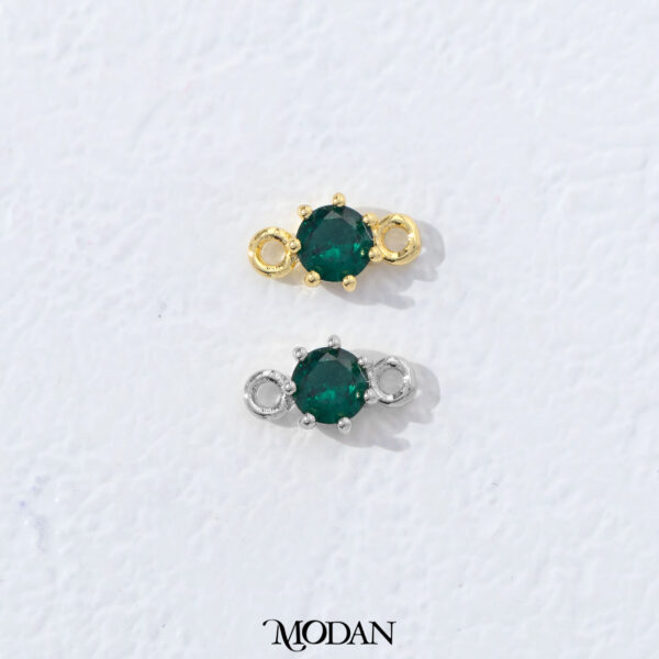 Classic Round Birthstone Connector - Gambar 2