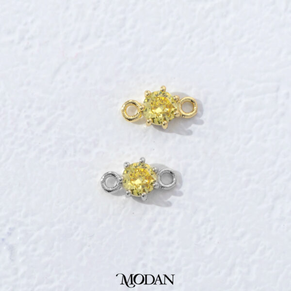 Classic Round Birthstone Connector - Gambar 6