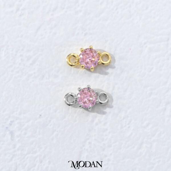Classic Round Birthstone Connector - Gambar 5